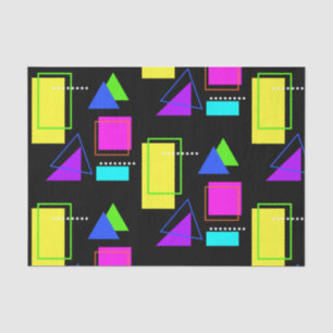 RETRO 80S NEON FLUORO COLOR GEOMETRIC SHAPE PRINT TISSUE PAPER