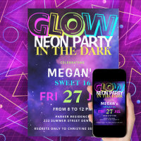 Retro 80s neon glow in the dark Sweet 16 party