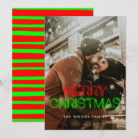 Retro 80s Neon Lights Merry Christmas Photo