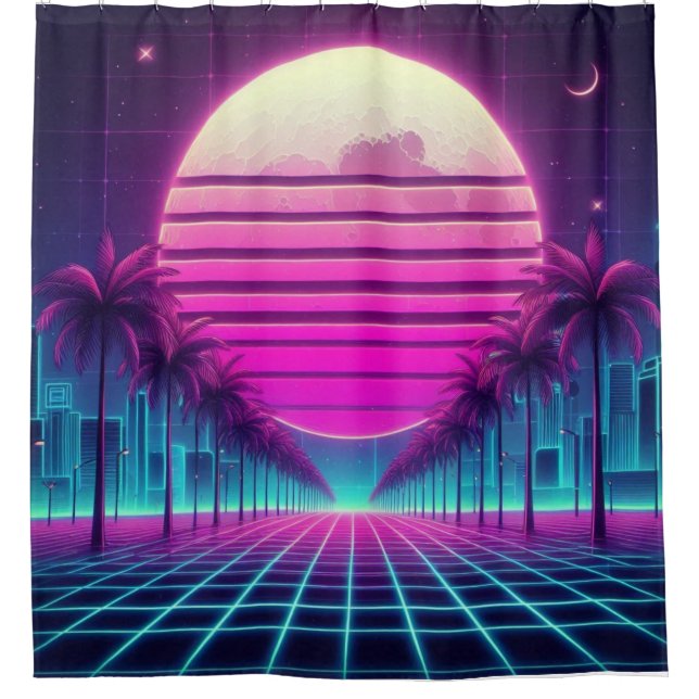 retro, 80s neon moon/palms (Front)