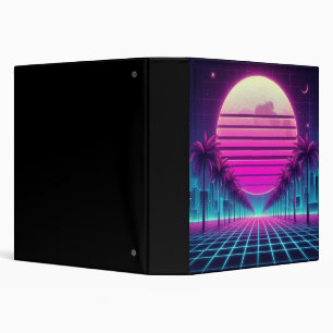 retro, 80s neon moon/palms binder