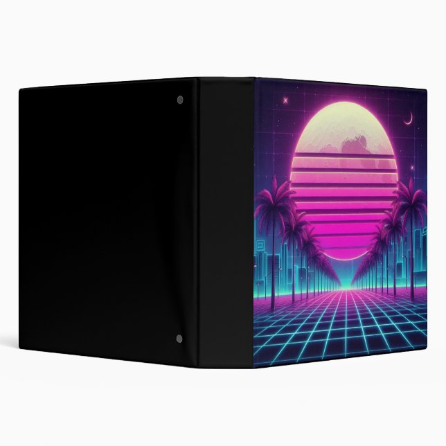 retro, 80s neon moon/palms binder (Background)