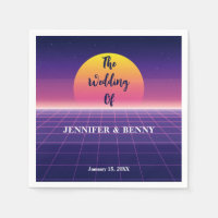 Retro 80s Neon Purple Synthwave Sunset Wedding