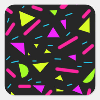 Retro 80's Neon Shapes Glossy Square Stickers