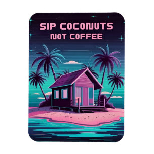 Retro 80s Neon Synthwave Tropical Island Summer Magnet