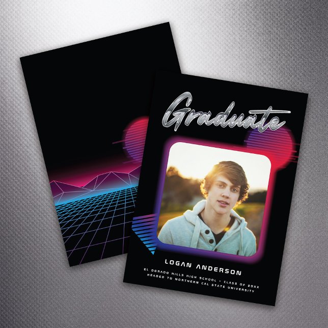 Retro 80's New Wave Graduation Photo Announcement (Creator Uploaded)