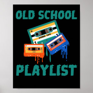 Retro 80s Old School Playlist Cassette Tape Music Poster