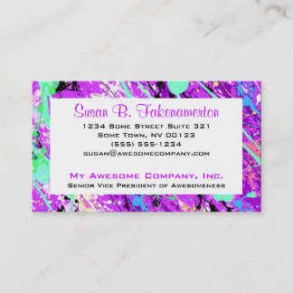 Retro 80's Paint Splatter - Purple Business Card