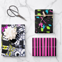 Retro 80s Paint Splatter Stripes Graffiti Doodles