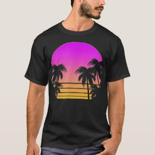 Retro 80s Palms Trees Vaporwave  Outrun Art Sunset T-Shirt