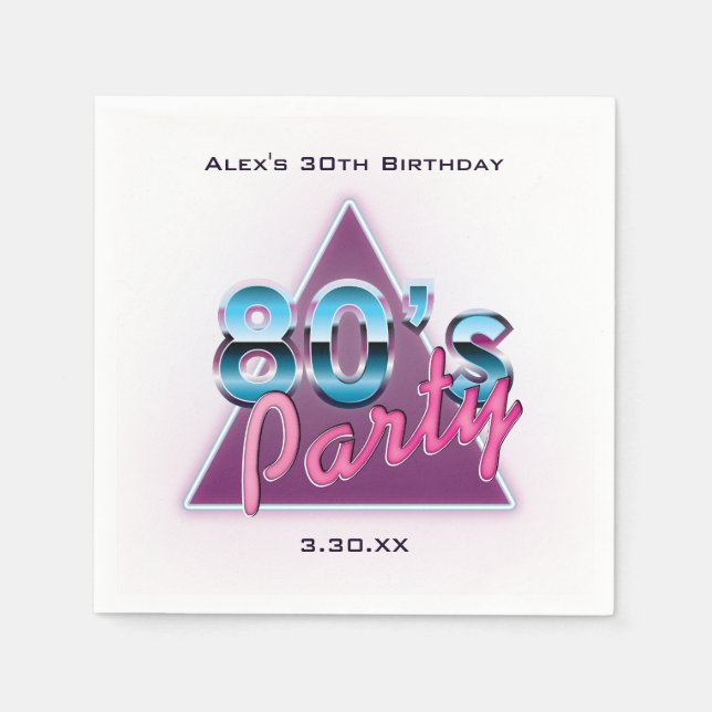 Retro 80's Party Napkins (Front)