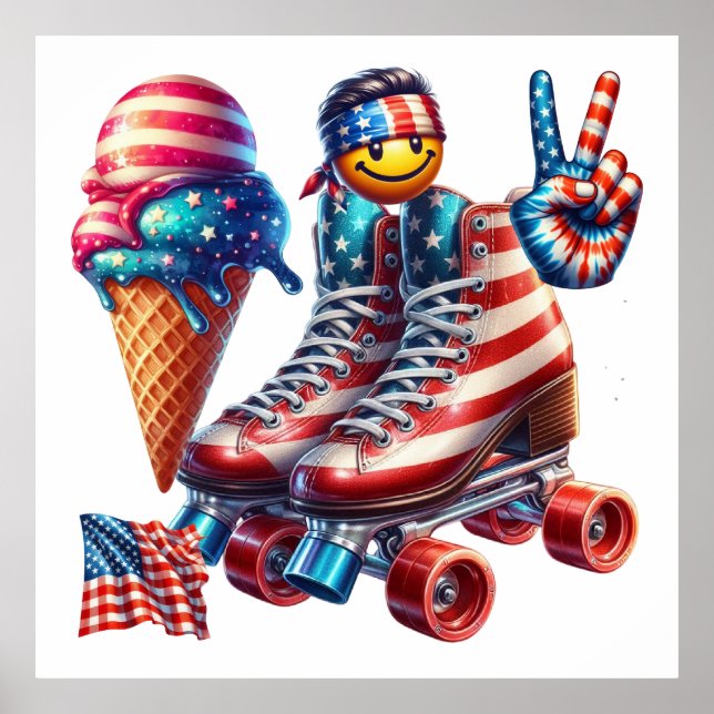 Retro 80's Patriot Flag Poster (Front)