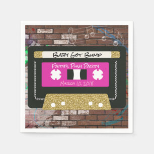 Retro 80's Pink and Gold Cassette Tape Napkin