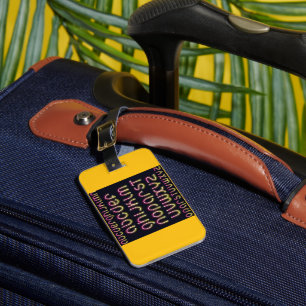 Retro 80s Pink and Yellow Glowing Neon Alphabet Luggage Tag