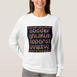 Retro 80s Pink and Yellow Glowing Neon Alphabet T-Shirt