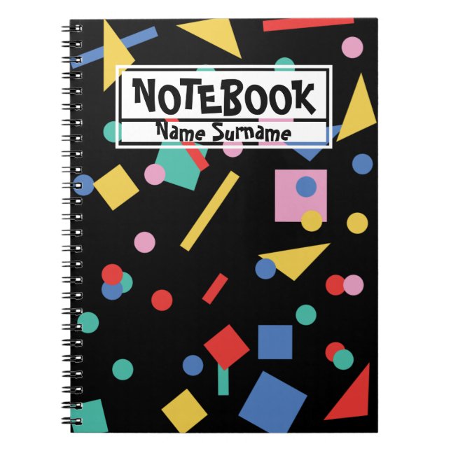 Retro 80s pop art geometric shapes notebook (Front)