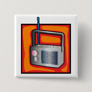 Retro 80s Pop Art Radio Vibrant Vintage 2 Inch Square Button