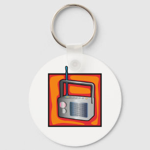 Retro 80s Pop Art Radio Vibrant Vintage Keychain