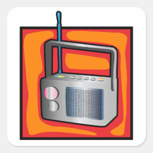 Retro 80s Pop Art Radio Vibrant Vintage Square Sticker