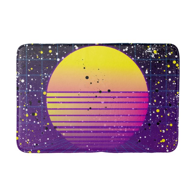Retro 80's Purple Yellow Sun Bath Mat (Front)