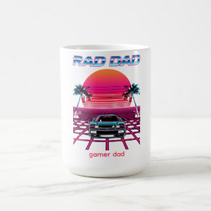Retro 80s Rad Dad Synthwave Car Neon Grid Gift for Coffee Mug