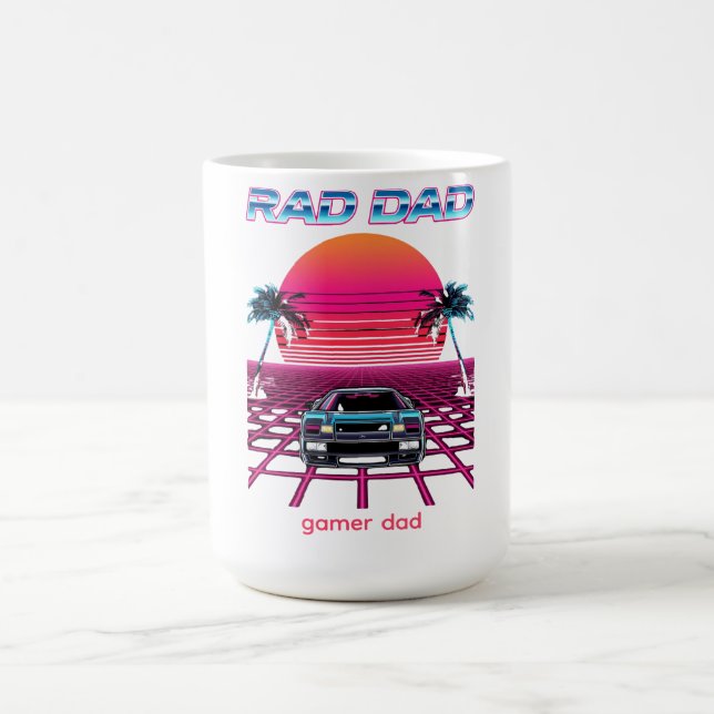 Retro 80s Rad Dad Synthwave Car Neon Grid Gift for Coffee Mug (Center)