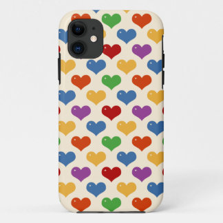 Retro 80s rainbow girly kawaii cute hearts pattern iPhone 11 case