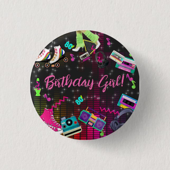 Retro 80's, Retro, Any Age 1 Inch Round Button (Front)