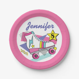 Retro 80's Roller Skate Party Birthday Paper Plate