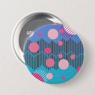 Retro 80s shapes illustration 3 ring binder 3 inch round button
