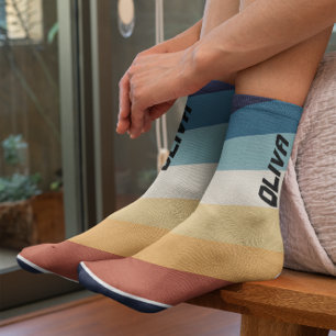 Retro 80s Stripes Personalized Socks