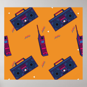 Retro 80s style background, colourful. poster