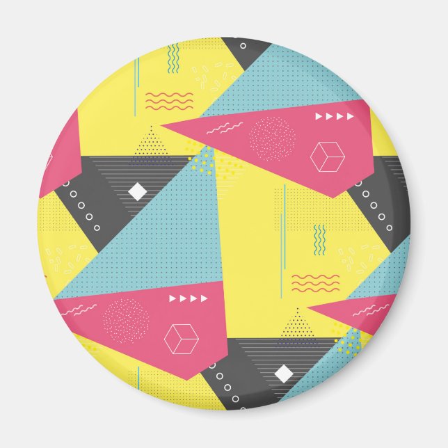 Retro 80's Style Button Badge Magnet (Front)