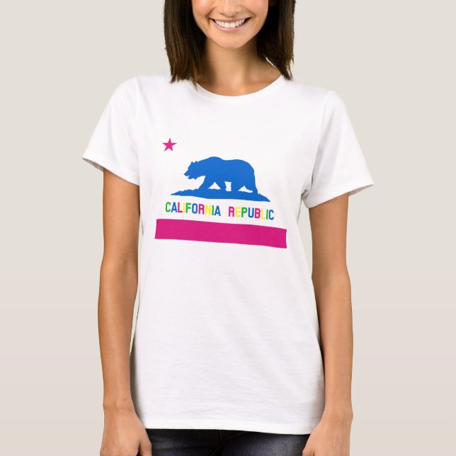 Retro 80s Style California Republic Flag T-Shirt (Front)