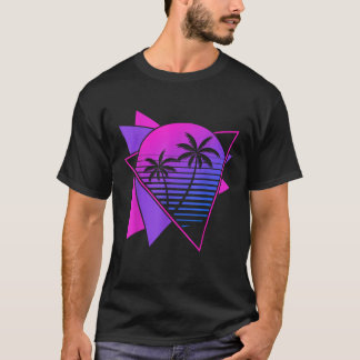 Retro 80s Vaporwave Aesthetic Palm Trees 90s Art V T-Shirt