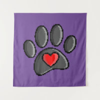 Retro 80s Video Game 8 Bit Pixel Art Dog Paw Print