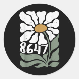 Retro 8647 Flower Floral  Classic Round Sticker