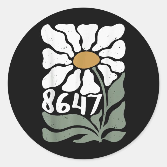 Retro 8647 Flower Floral  Classic Round Sticker (Front)