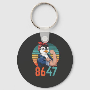 Retro 8647 Is It 2028 Yet Anti Trump Penguin  Keychain