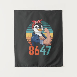 Retro 8647 Is It 2028 Yet Anti Trump Penguin Tapestry