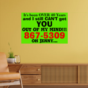 Retro 867 5309 Generic Jenny Number 80's Green Red Poster