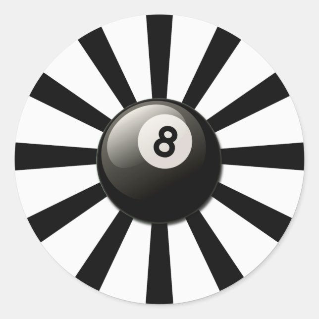 RETRO 8 BALL CLASSIC ROUND STICKER (Front)