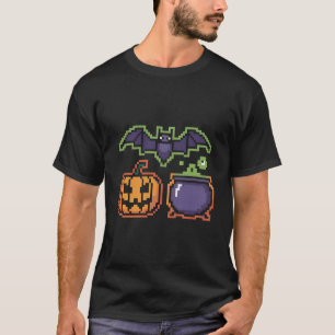 Retro 8-Bit Halloween T-Shirt   Pixel Art Pumpkin,