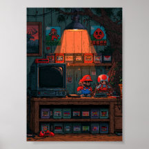 Retro 8-Bit Pixel Art Gaming Room 