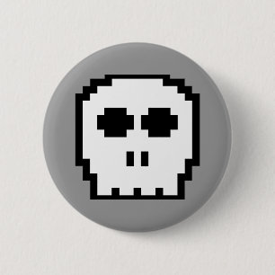 Retro 8-bit Skull 2 Inch Round Button