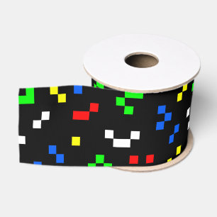 Retro 8 Bit Video Game Graphics Pattern Grosgrain Ribbon