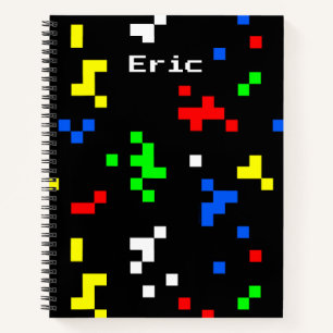 Retro 8 Bit Video Game Graphics Pattern Notebook