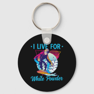 Retro 90s 80s Snowboard I Live For White Powder Sn Keychain