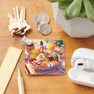 Retro 90s Anime Japanese Food Bowl Aesthetic Keychain