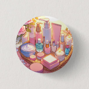 Retro 90s Anime Skin Care Aesthetic 1 Inch Round Button